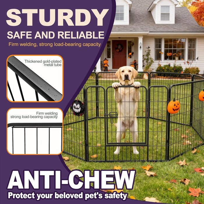 Загін для собак, комплект з 8 панелей, 80x60 см, зона відпочинку для собак та домашніх тварин, для дому та вулиці