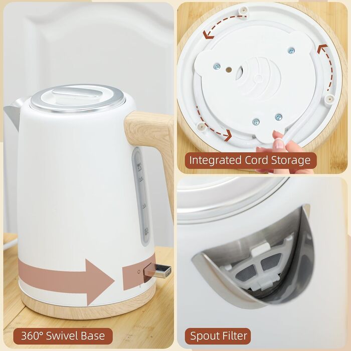 Набір HOMCOM: чайник та тостер 2200W, чайник 1.7 л, тостер на 2 тости, 7 рівнів підсмажування, автовимкнення, захист від сухого кипіння, білий