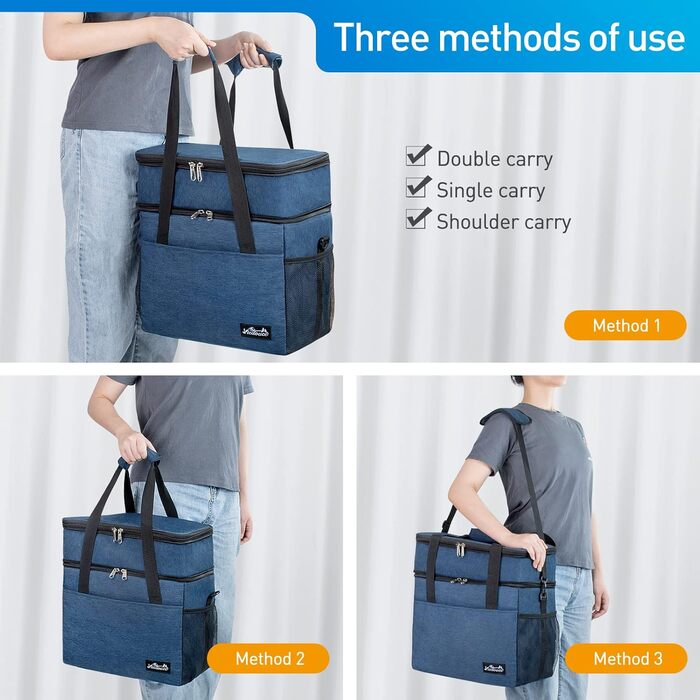 Термосумка Viedouce 21L: ізольована сумка-холодильник для пікніків та подорожей (синій)