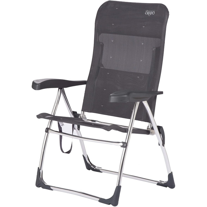 Скромна пляжна стільниця Crespo з алюмінію, розбірна, з високим сидінням з міцної тканини Multifibra (темно-сіра)