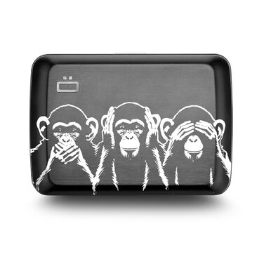 ÖGON Smart Case Oslo: Алюмінієве картхолдер з RFID захистом, компактний гаманець (гравіювання Monkeys)