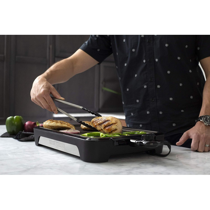 George Foreman Smokeless Grill - Indoor BBQ with Adjustable Temperature, Dishwasher-Safe Grill Plate, and Fat Tray