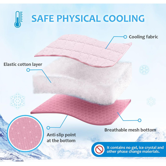 Кühlmatte für Hunde Pet Dog Cooling Mat Sommer Selbstkühlende Matte Hunde Katzen Haustier Kühlmatte Natürlich Eisbär (M-70x50cm, rosa)