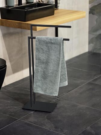 Підставка для рушників WENKO Recco, чорна, з нержавіючої сталі, 48 x 80.5 x 20 см