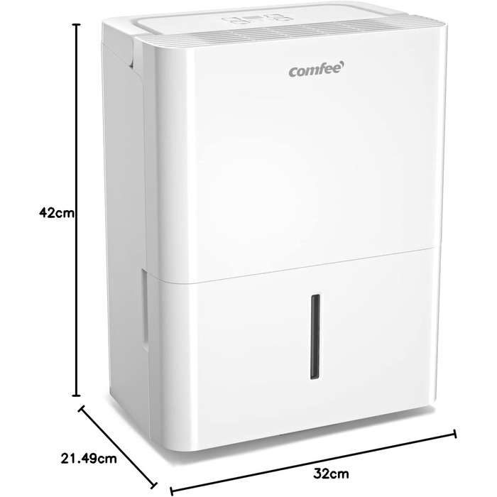 Comfee Dehumidifier 10L/24h, Room size approx. 40m³ (16m²), LED Display, Against Moisture, Mold, MDDN-10DEN7, R290, Automatic Dehumidification