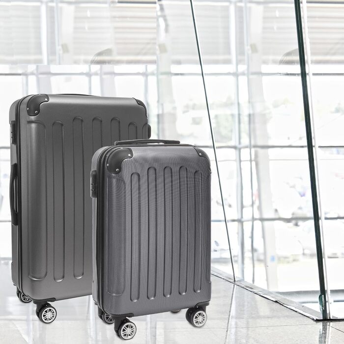 Валіза ручної поклажі TRVLMORE 54x36x20 см - жорсткий корпус, з колесами, сірий (2 шт. у наборі)