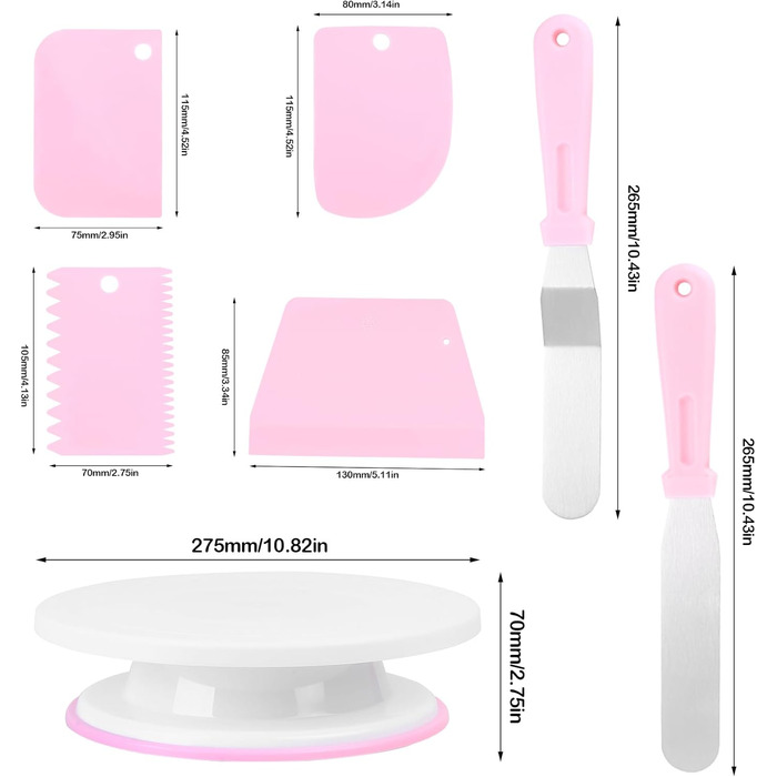 Набір для тортів: обертова платформа, насадки для крему, скребок для вирівнювання | Все для випічки