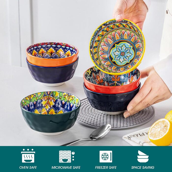 Набір керамічних мисок Vancasso SIMI (6 шт.) - миски для супу, салату, пасти, 360 мл