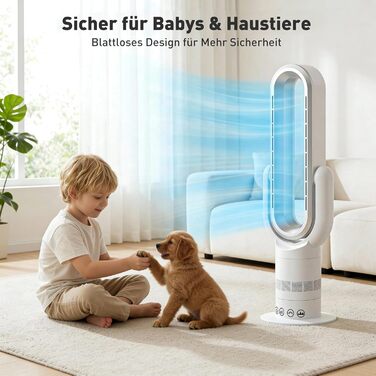 Безлопатевий вентилятор-нагрівач TP18Pro 2-в-1: охолодження та обігрів, 10 режимів охолодження, 3 - обігріву, пульт та сенсорне керування, тихий DC-двигун