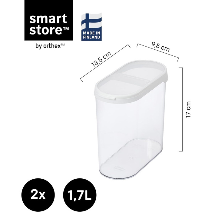 Набір контейнерів для зберігання продуктів SmartStore 5 шт. герметичні, пластикові, без BPA, для кухні 0.8л (2шт), 1.6л (2шт), 1.65л (1шт)