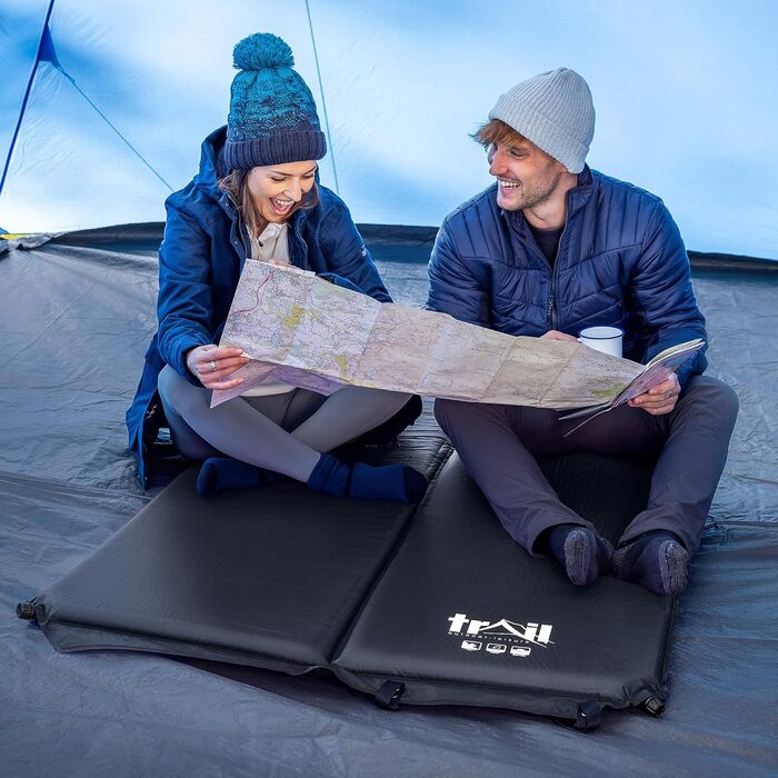 Саморозкладаючий килимок для кемпінгу/матрац для двох осіб 5 см (Чорний)