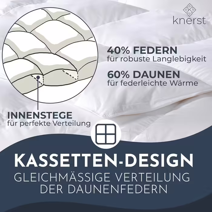 KNERST Summer Quilt 155x220 cm Made in Germany - Summer Down Quilt 155x220 - soft Bedspread 155x220 - Summer Bedspread with Ökotex & Downpass Certification - Down Bedspread with Down & Feathers