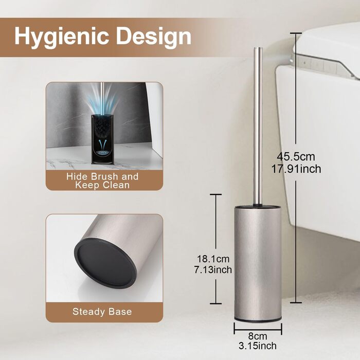 Тримач для унітазної щітки BGL, нержавіюча сталь, кольоровий, круглий, окремо розташований, для ванної кімнати (нікель)