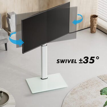 FITUEYES Adjustable TV Stand - Swivel & Tilt Floor Stand for 19-42 inch Flat & Curved TVs up to 35kg, VESA 200x200 - White