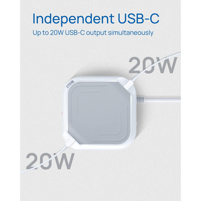 Стедова вежа KOOSLA з 12 розетками, захистом від перенапруги (4000W/16A), 6 USB-портів (20W USB-C), 2м, для офісу, кухні, столу (білий)