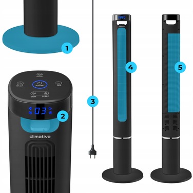 Колонний вентилятор Climative Fresh ION TF-46SBI, чорний