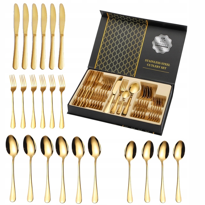 Набір столових приборів на 24 предмети (на 6 осіб), нержавіюча сталь, у подарунковій коробці