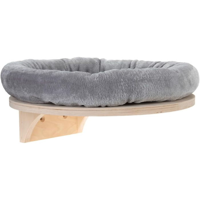 Крісло-лежанка для котів Natural Paradise Dahlia | Кругле ліжко з м'яким бортиком та клямками | Крізьбалка на стіну | Ø 48 см (Світло-сірий)