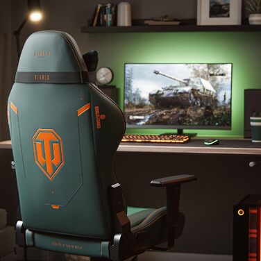 Ігрове крісло Diablo X-One 2.0 World of Tanks, ергономічне, регульовані підлокітники, подушки для шиї та попереку, розмір L, офісне крісло