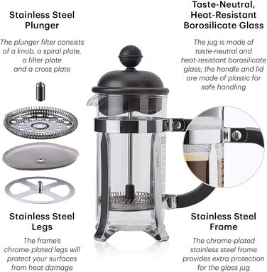 Bodum CAFFETTIERA Coffee Maker (French Press System, Permanent Stainless Steel Filter, 0.35 liters) Red 3 Cup Red