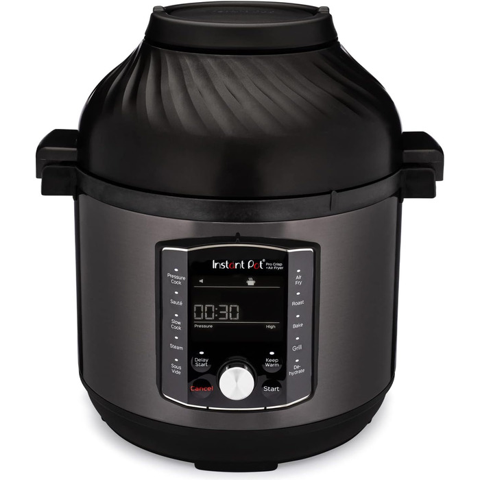 Instant Pot Pro Crisp 11-in-1 Electric Multi-Cooker – Pressure Cooker, Air Fryer, Slow Cooker, Steamer, Grill, Dehydrator, and Sous Vide Machine – Black Stainless Steel, 1500 W, 7.6 L, Black 7.6 Liter Pro Crisp + Air Fryer