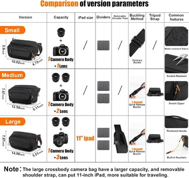 Чорна сумка для камери Cwatcun з кріпленням для штатива, водостійка, для фотографів (S)