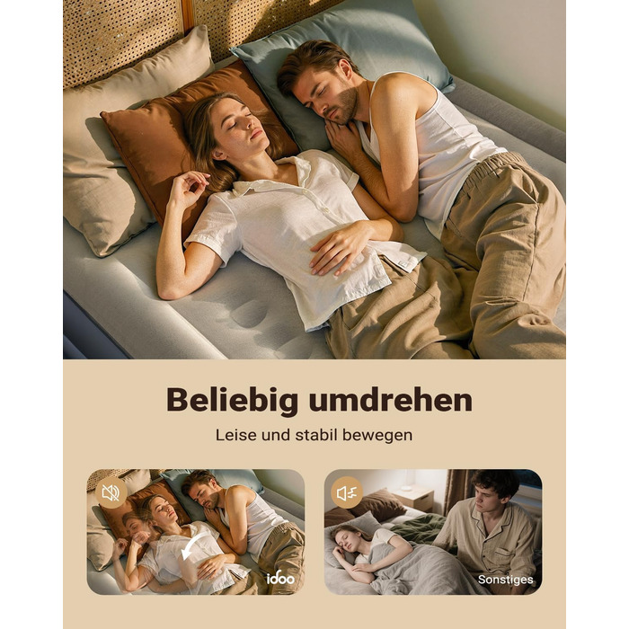 Надувний матрац iDOO для 2 осіб з електричним насосом, 152x203x46 см, для кемпінгу та гостей