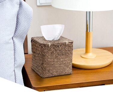 Rectangular tissue box made of seagrass for household use, decorative woven paper holder, coffee table, 68 x 30 x 22 cm