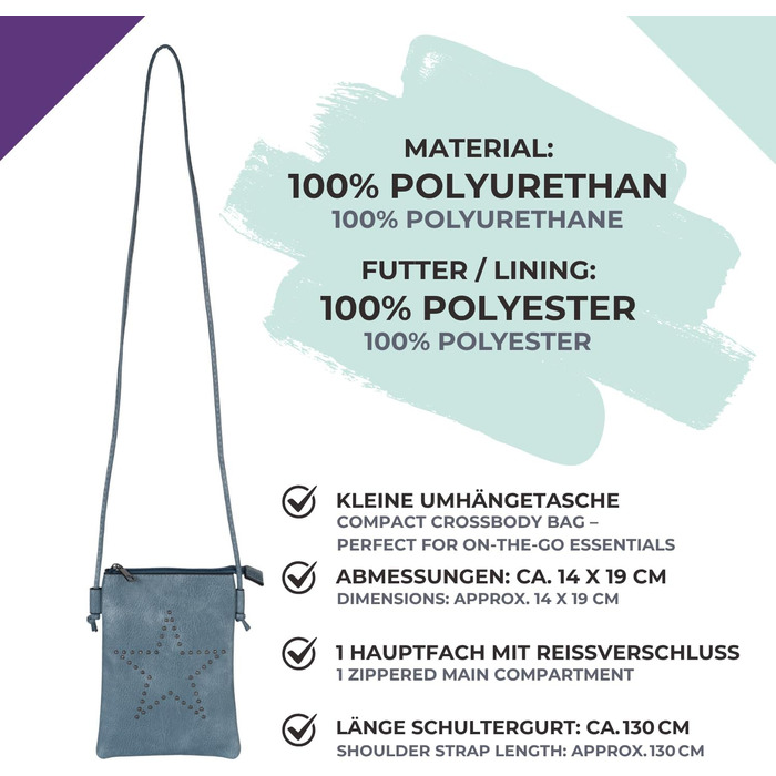 Сумка styleBREAKER Mini зірочка, жіноча сумка-месенджер, плечова сумка, оксамитова, темно-зелена 02012235