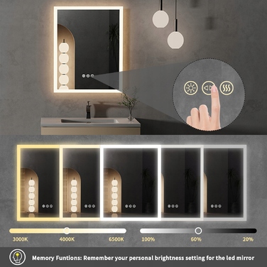 LED-дзеркало у ванну кімнату з сенсорним вимикачем, 40x50 см