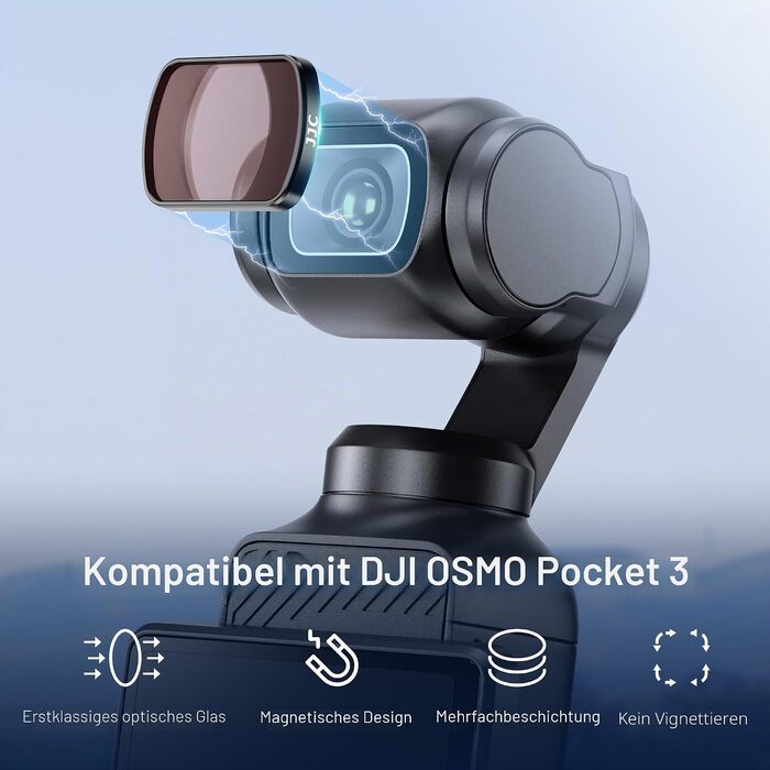 Набір магнітних фільтрів JJC 6в1 для DJI Osmo Pocket 3: ND8, ND16, ND32, ND64, ND256 та CPL (поляризаційний), світлофільтри для екшн-камери