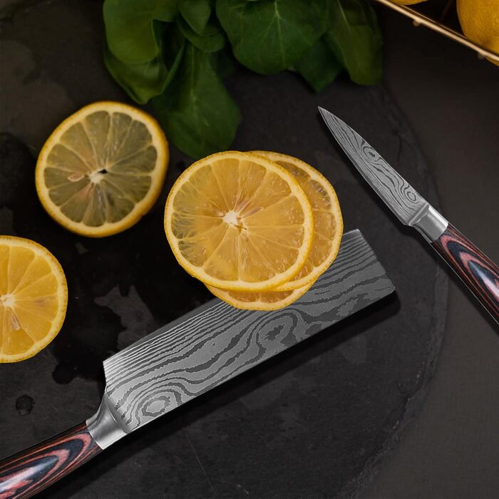 Набір кухонних ножів Gustrug 8 предметів з нержавіючої сталі, гострі ножі з ергономічною ручкою, подарункова коробка, для дому та ресторану