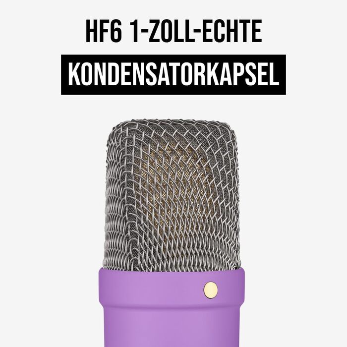 Мікрофон RØDE NT1 Signature Series Violett: конденсаторний, з поп-фільтром та XLR-кабелем для запису вокалу, музики, стрімінгу та подкастів