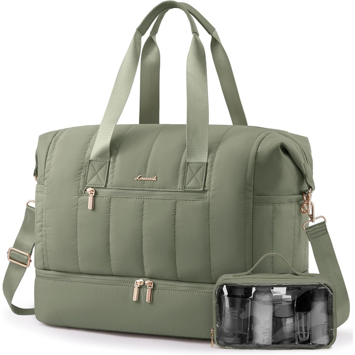 Сумка-валіза LOVEVOOK для жінок, дорожня сумка-шопер, велика містка сумка ручної поклажі з відділенням для взуття та мокрих речей, сумка для пологового будинку, спортивна сумка, дорожня сумка для подорожей, відпочинку, вихідних, фітнесу (40л-2шт, зелена)
