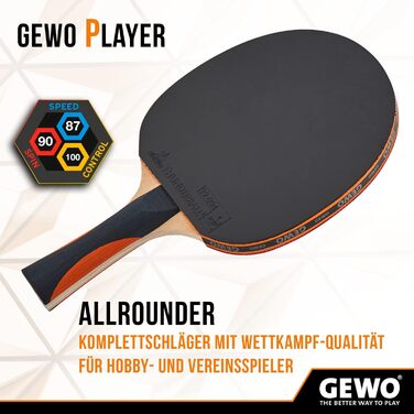 Турнічний стіл для настільного тенісу GEWO Player - схвалений ITTF, високий контроль та максимальна обертання, професійний, 2мм покриття