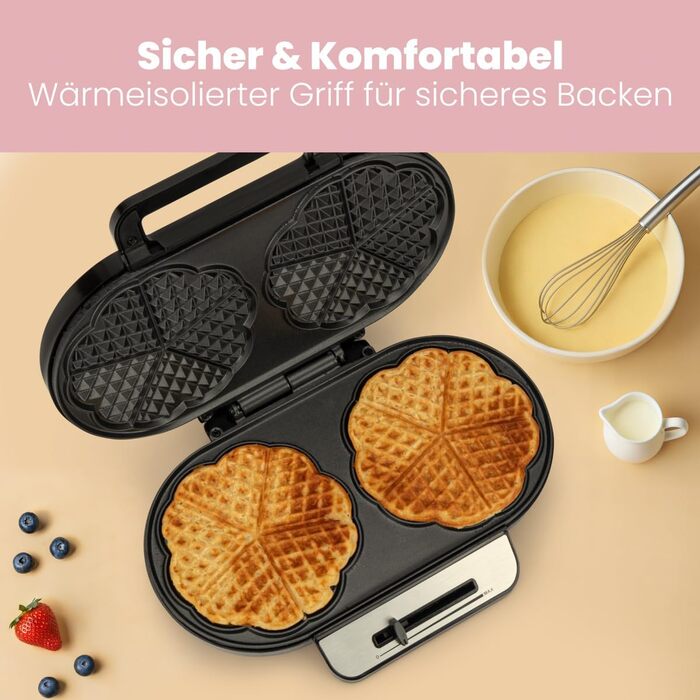 Clatronic Heart-Shaped Waffle Maker - Non-Stick, Adjustable Browning, 1200W - WA 3745