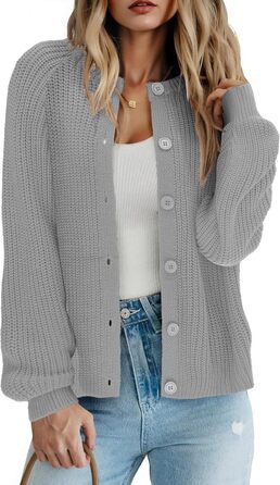 Жіноча в'язана жилетка Zeagoo Kurz - короткий кардиган, відкритий зріз, з ґудзиками, елегантний, повсякденний, світло-сірий, розмір XXL