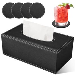 Склянка для серветок, органайзер для тканинних серветок, чорний, 25x13,5x9,5 см (з 4 підставками в подарунок)