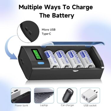 Зарядний пристрій для акумуляторів Universal для AA/AAA/SC/C/D/9V NI-Mh/NI-CD та 9V Li-ion з функцією розряду та LCD-дисплеєм, швидка зарядка