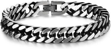 Чоловічий браслет-панцер з нержавіючої сталі COOLSTEELANDBEYOND, сатиновий, срібно-чорний