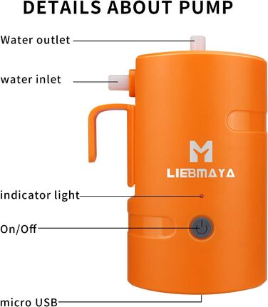Портативна душова кабіна Liebmaya 12V для кемпінгу, відпочинку на природі, пляжу та саду. Вбудований акумулятор 4400mAh, водяний насос, IPX7 водонепроникність
