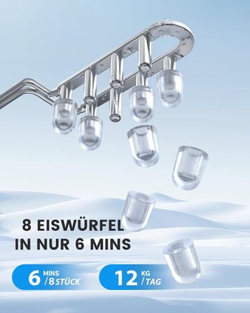 Льодогенератор EASYERA портативний, 12 кг/24 год, швидке виробництво льоду (6 хв), 2 розміри кубиків, самоочищення, для дому, офісу, бару, вечірок - чорний