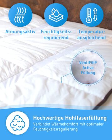 135x200 cm Duvet Cover, All-Season Duvet with OptiSleep® Technology, Fluffy Quilted Duvet AERO ActiveClima, Cozy Winter Duvet / Summer Duvet with Ventilation & Climate Zones, Ideal Hygiene for Allergy Sufferers 135 x 200 cm