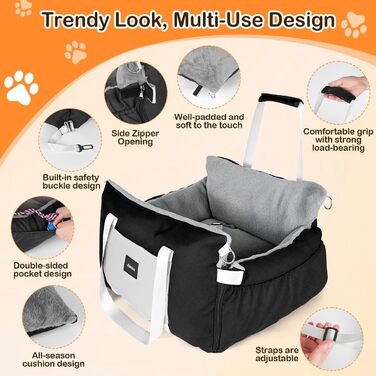 Автомобільний лежак для собак 3-в-1 - переноска, лежак, автокрісло для маленьких собак, чорний