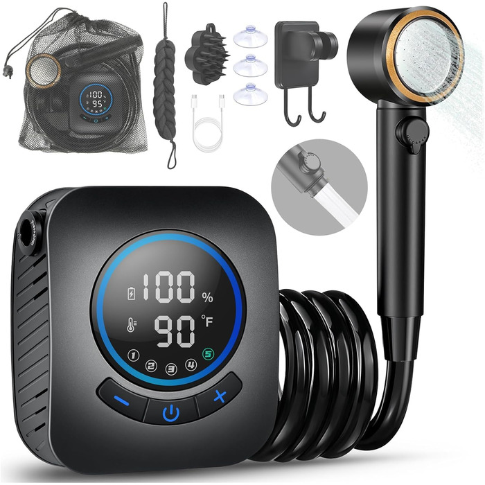 Електрична надувна душова кабіна для кемпінгу MIAOKE 7800mAh з цифровим дисплеєм та регулюванням температури