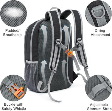 Small Backpack / 20L Unisex Daypack Lightweight Travel Backpack Hiking Backpack Trekking Backpack for Hiking Cycling (Dark Grey, 20 Liters)