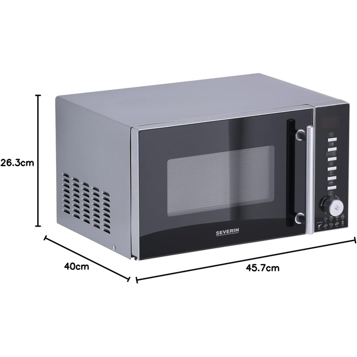 Мікрохвильова піч Severin 3-в-1 з грилем та конвекцією до 200°C, міні-піч, 25л, чорна, MW 7752
