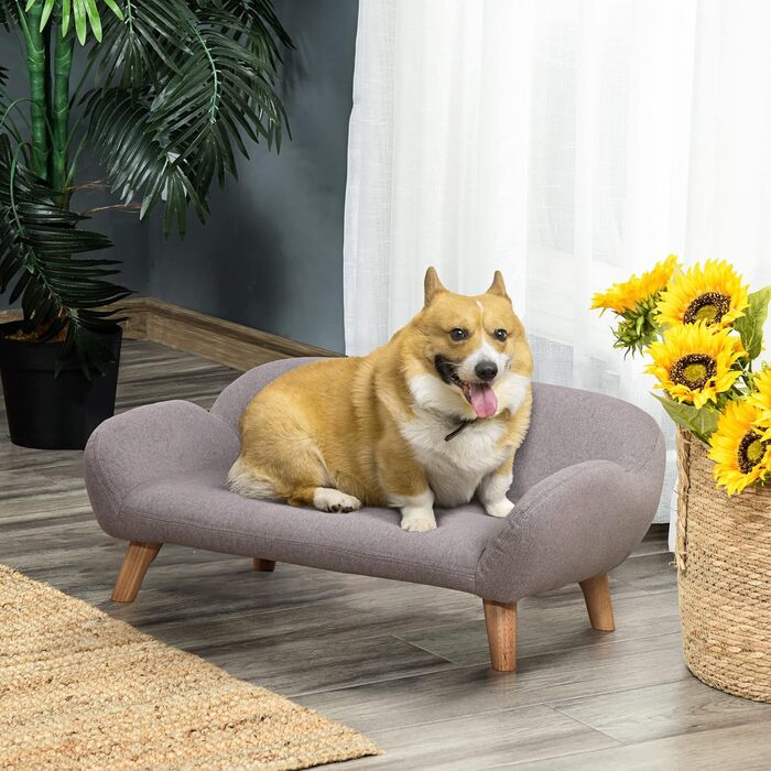Софа для собак PawHut, скандинавський стиль, сіра, 72 x 44 x 31 см