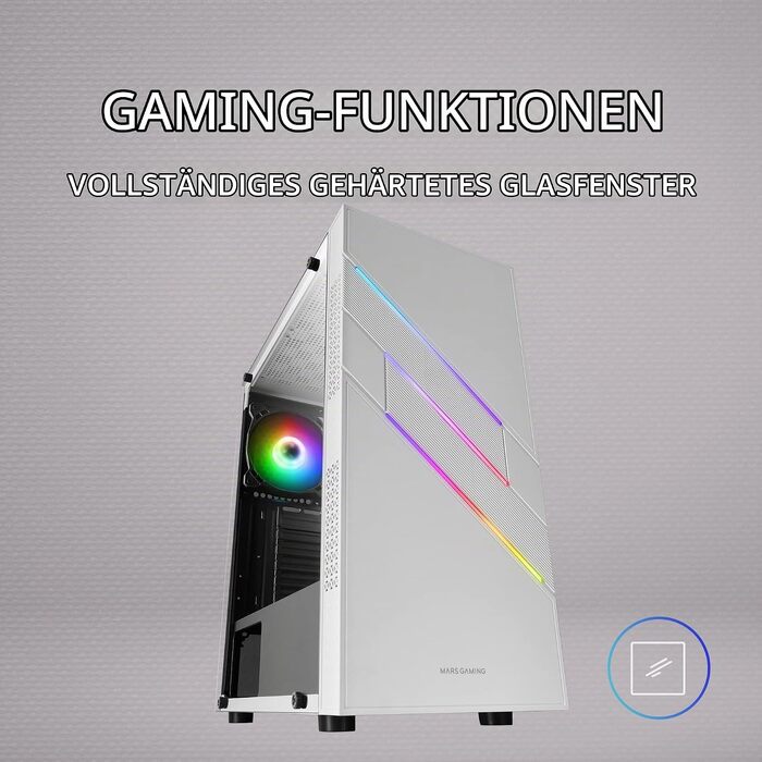 Ігровий корпус для ПК Mars Gaming MC-U3 White, ATX XL, 3 ARGB вентилятори 120мм, загартоване скло
