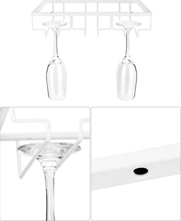 Підставка для келихів вина QWORK® - 2 шт. (3 ряди, білий метал) для кухні та бару